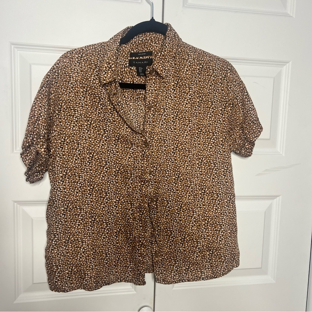 Tahari Linen Button-Up Shirt – Women’s Small